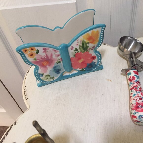 Pioneer Women Butterfly Napkin Holder & Ice Cream Scoop - Picture 1 of 4